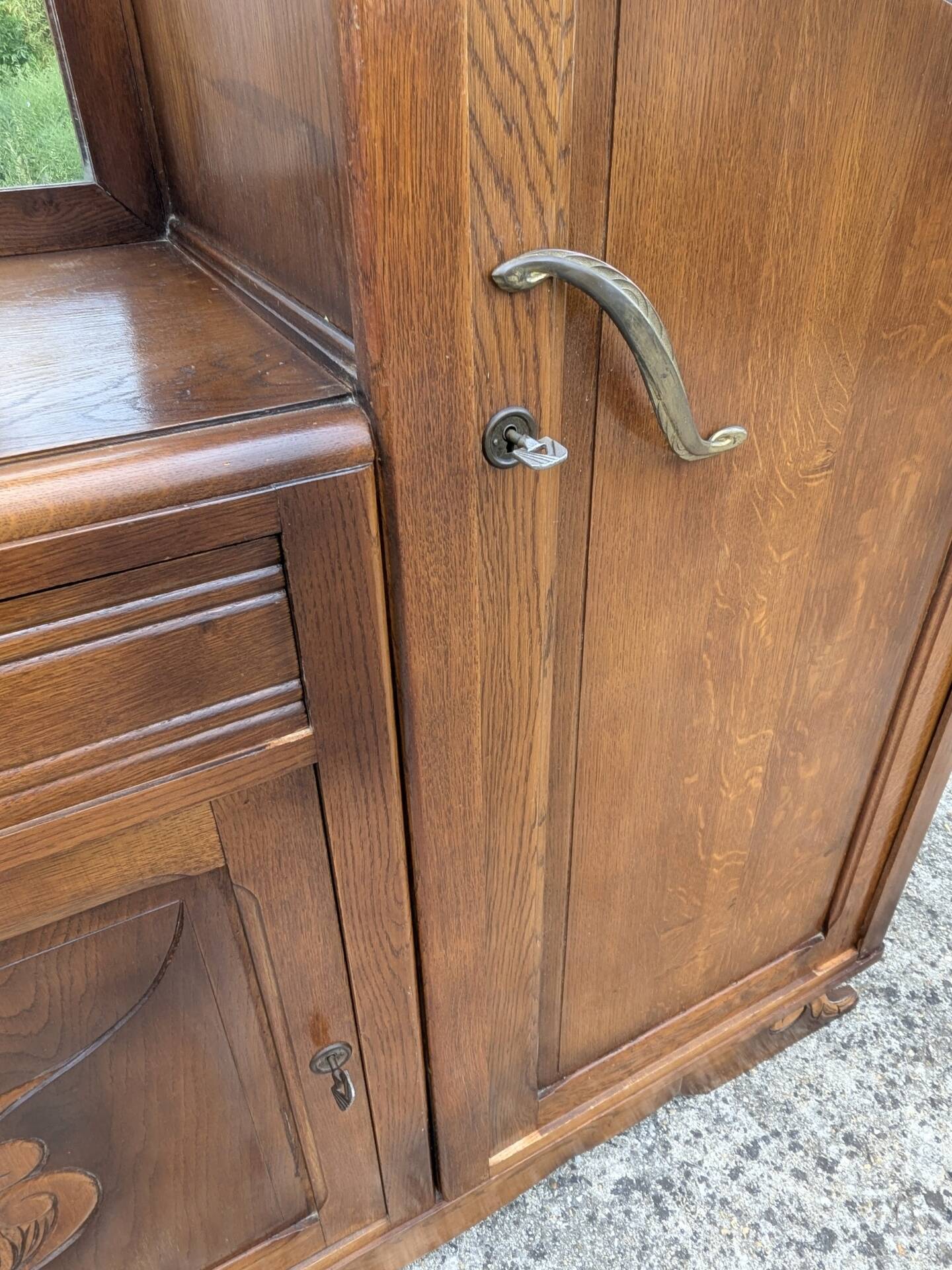 Armoire coiffeuse Penderie Miroir asymétrique Art Nouveau chêne 1916