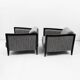 Pair of Italian Art Deco Armchairs Black Lacquered Wood and Ribbed Velvet