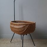 Wicker cradle metal base Scandinavian design vintage Dutch handmade doll bed