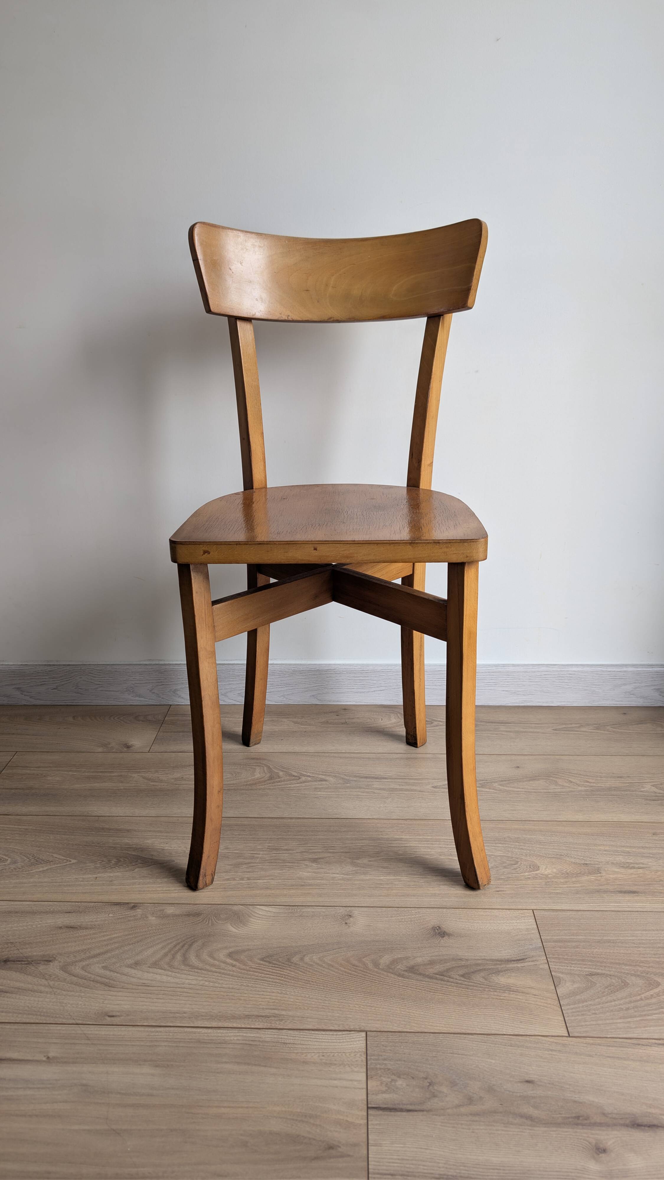 Vintage bistro chair in patinated blonde beech