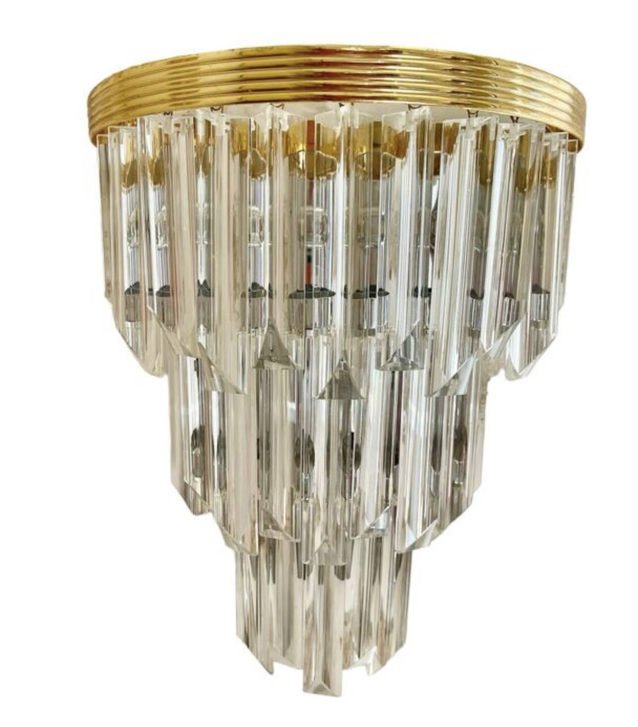 Venini wall lamp in glass with gold and chrome structure, Italy 1980