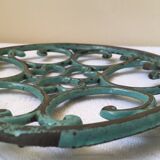 Dessous de plat en fonte vert doré