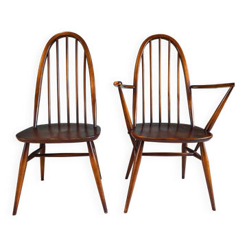 Chair & Armchair Set with Slats 1960 — Attributed to Ercol Goldsmith (St