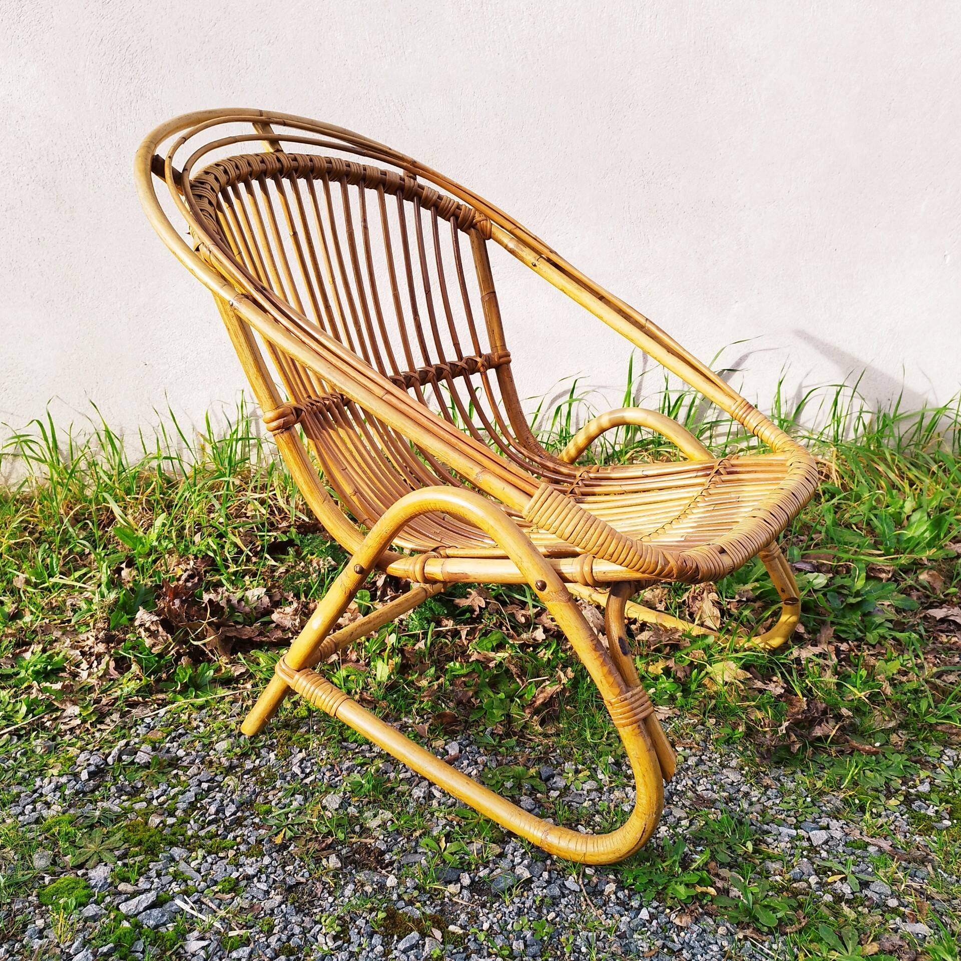 Rattan armchair design 1960 vintage