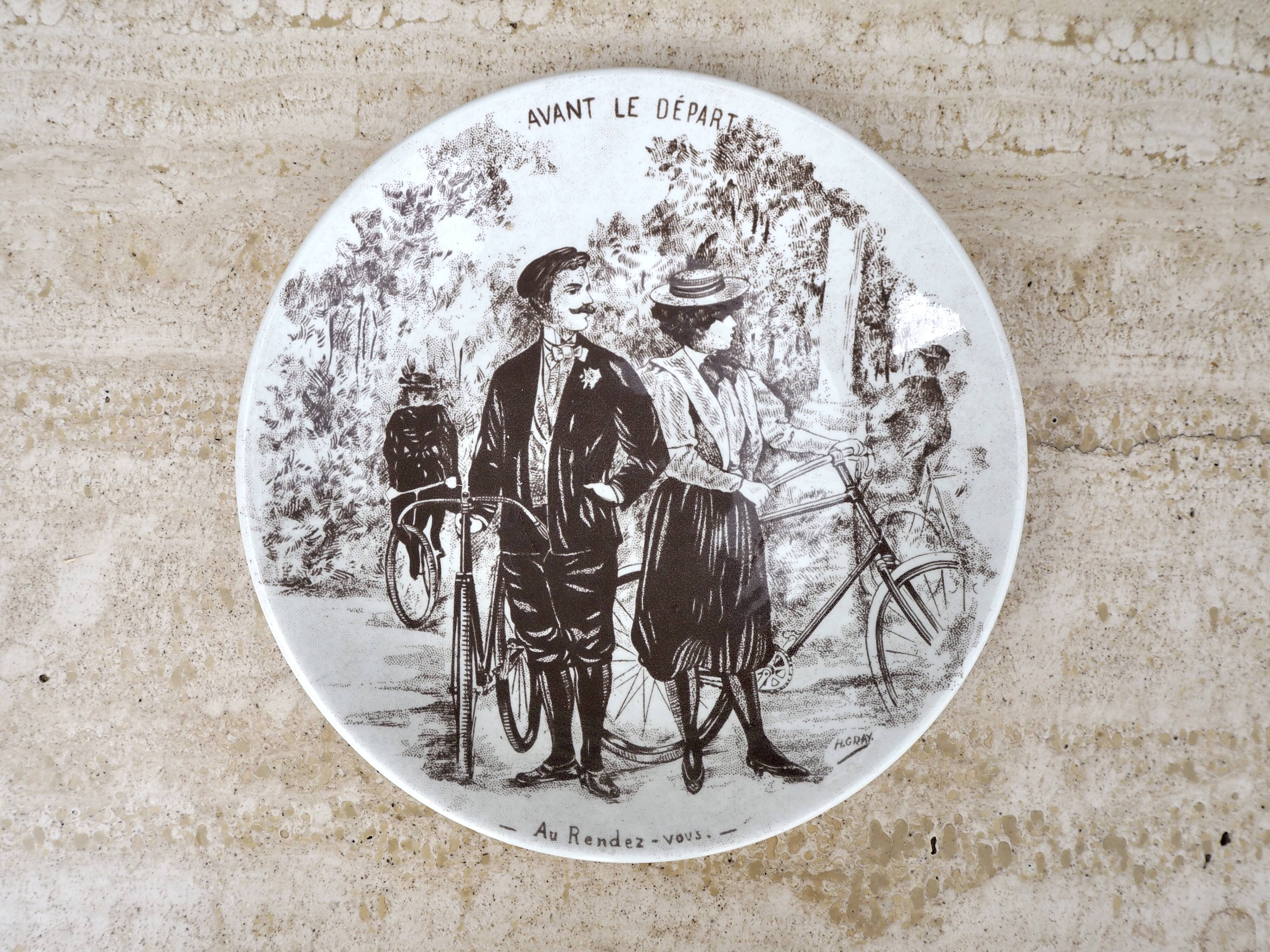 Set of 6 talking dessert plates Sarreguemines