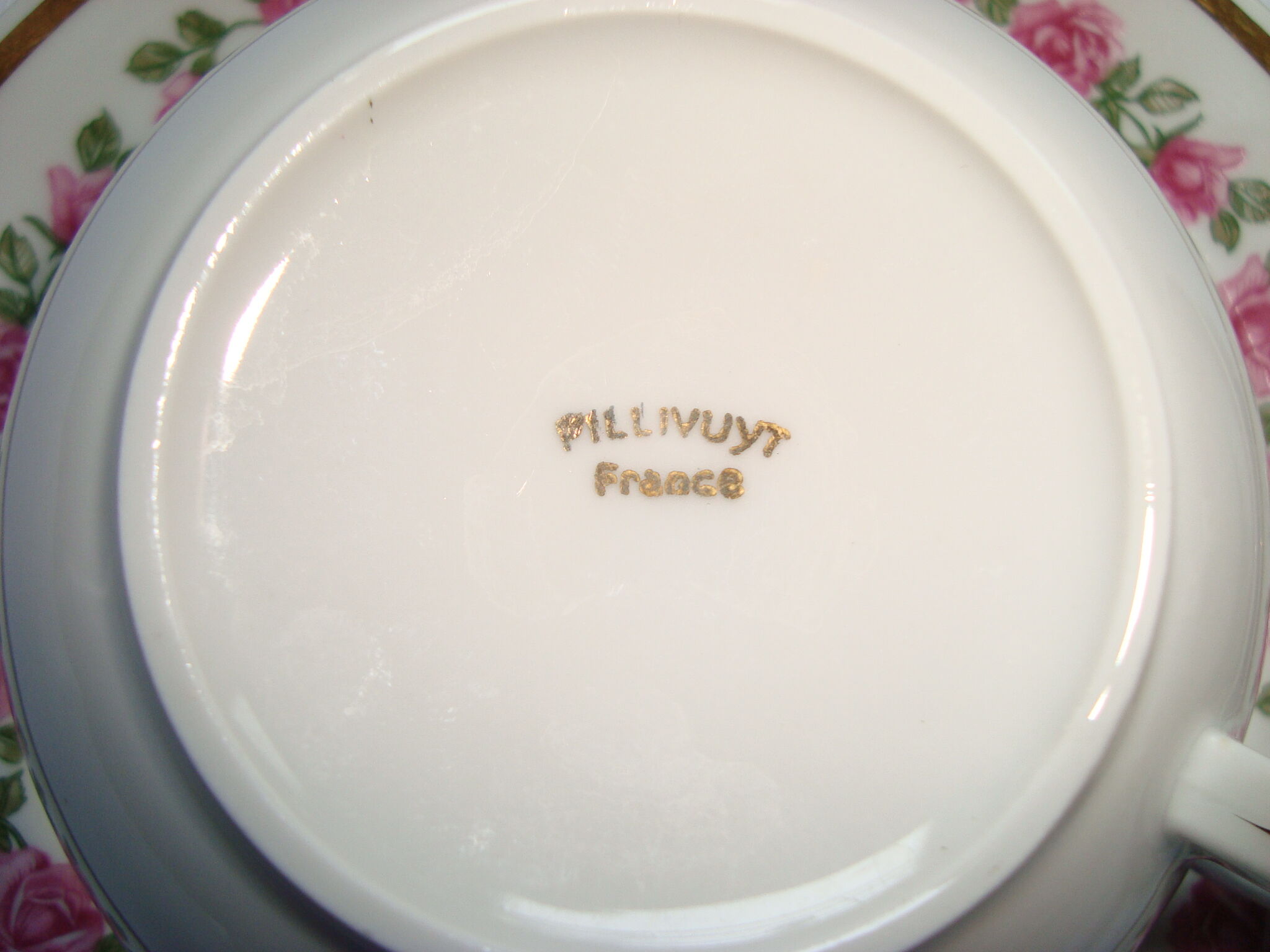 Tea Cups + Saucers Porcelain Pillivuyt White Small Pink Flowers