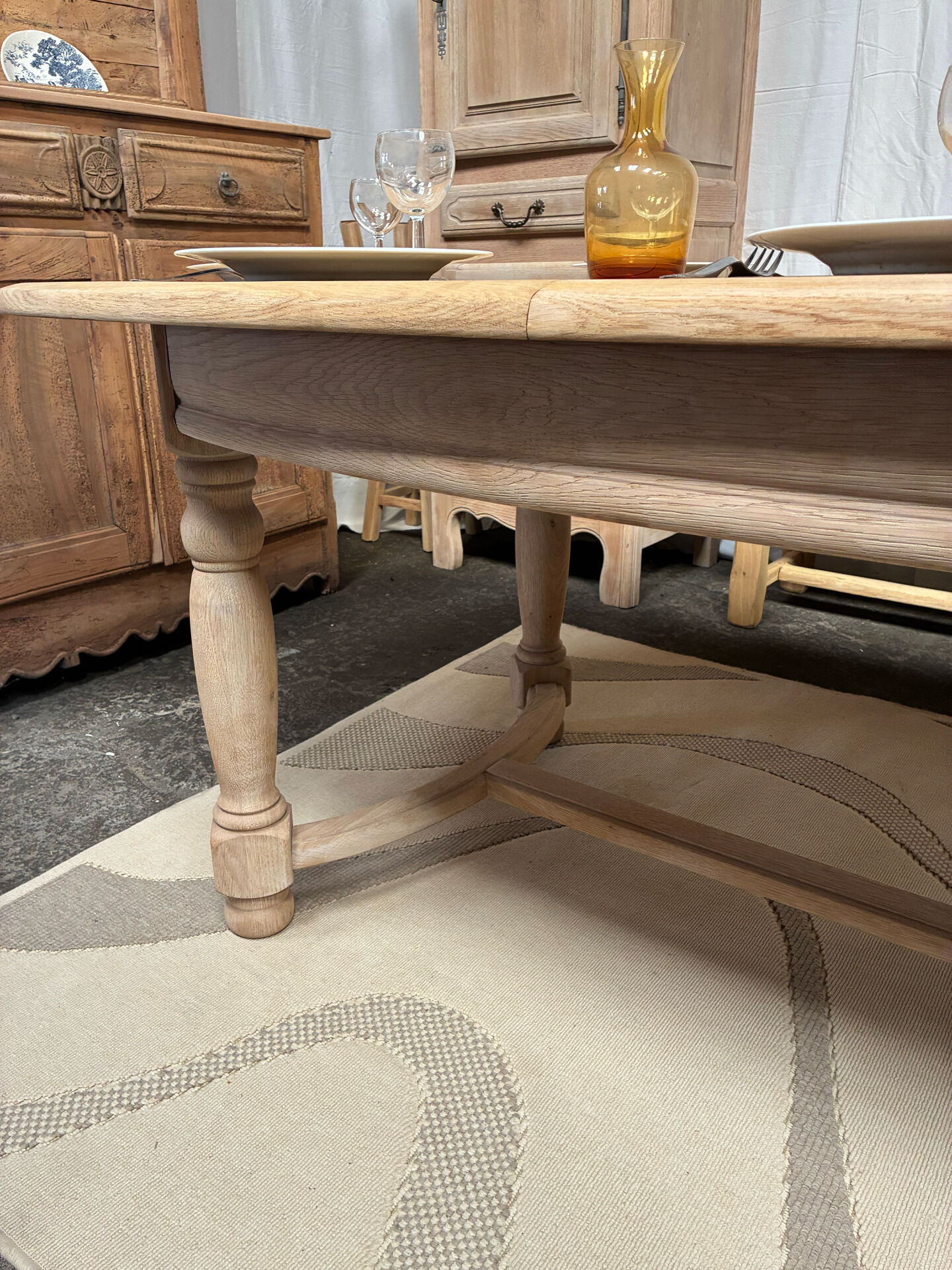 Table de ferme en chêne massif avec rallonges