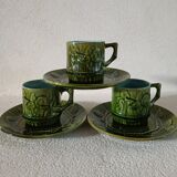Three cups with saucers slurry decoration Bamboo