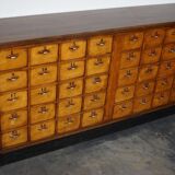 Dutch industrial apothecary cabinet in beech and oak 1940s