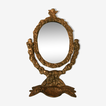 Miroir Psyché de table en bronze antique français style Louis XV