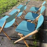 Set of 6 wooden chairs by Jean-Claude Duboys (French designer)