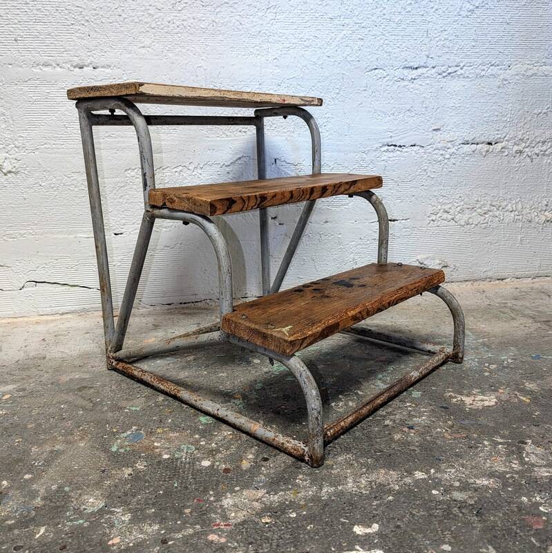 Metal and wood stepladder