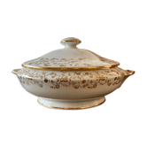 White and gold porcelain soup