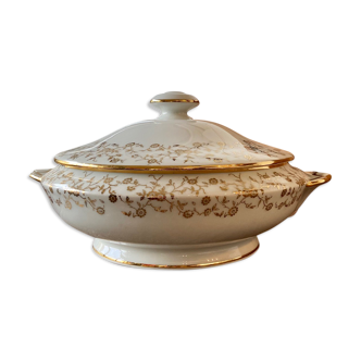 White and gold porcelain soup