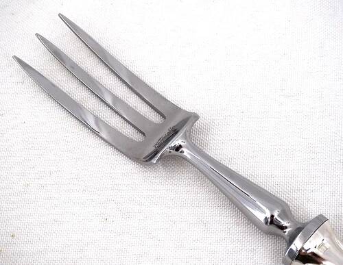 Christofle Galea serving fork, stew, carving silver-plated metal, perfect condition.
