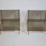 Smoked glass table 70s 80s true vintage design side table, set of 2