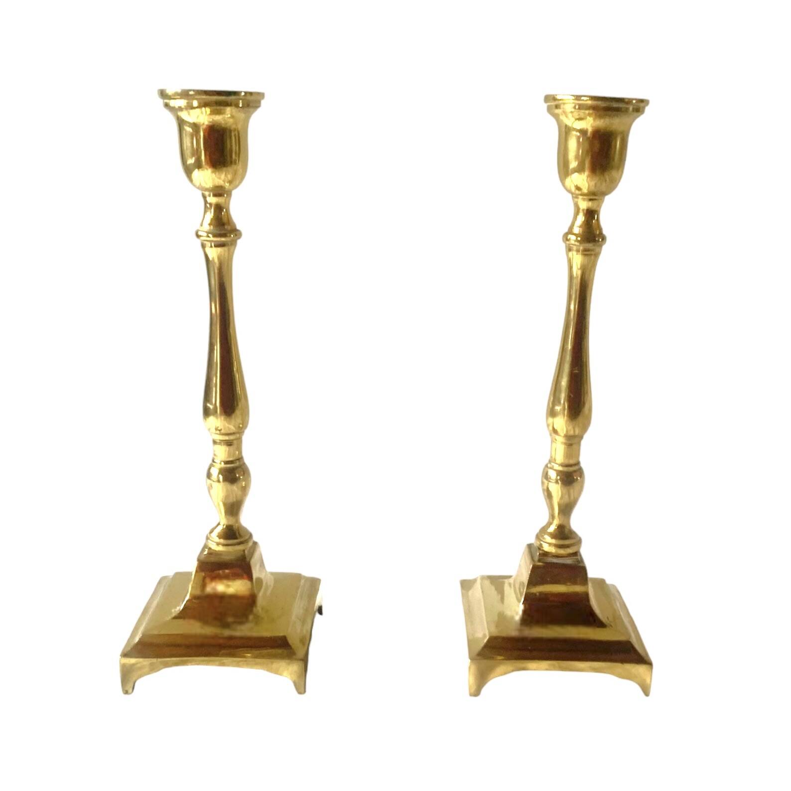 Pair of antique brass candlesticks
