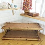 Double vintage rattan shelf.