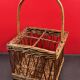 Antique Wicker Basket 4 Bottle Basket Good Condition 23 x 23 x 39 cm
