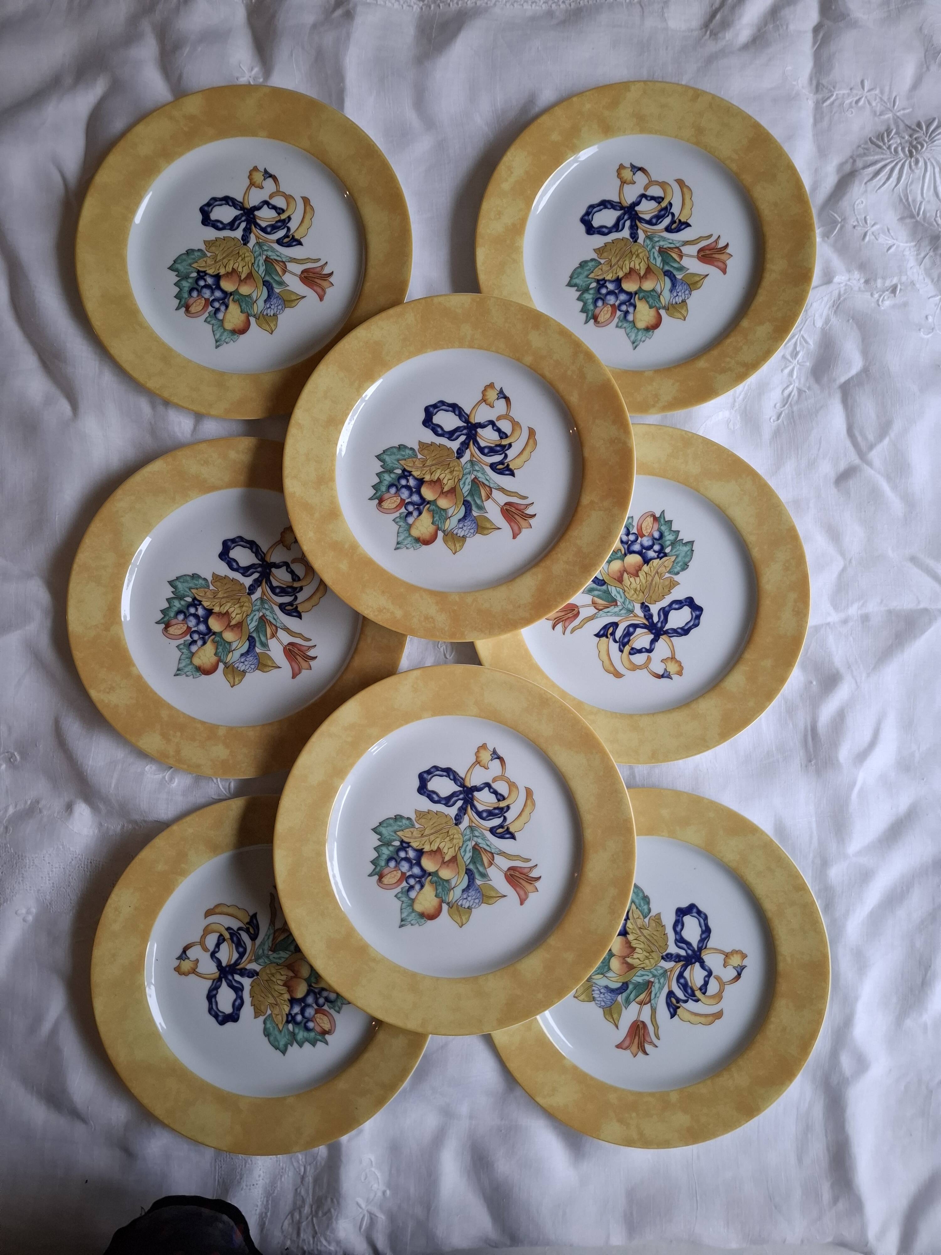 8 plates 21 cm Borghese porcelain Bernardaud Limoges
