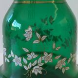 Unusual Large Vase/Candle Holder, Thick Glass, Fir Green, Decorative Carafe/Pitcher