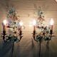 Pair of floral wall sconces, Murano glass, 1950