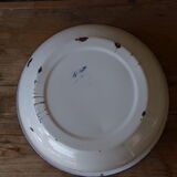 Enamelled sheet metal basin floral decoration