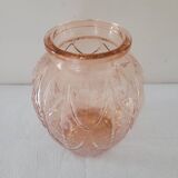 Molded pink glass vase – Art Deco style 1930s