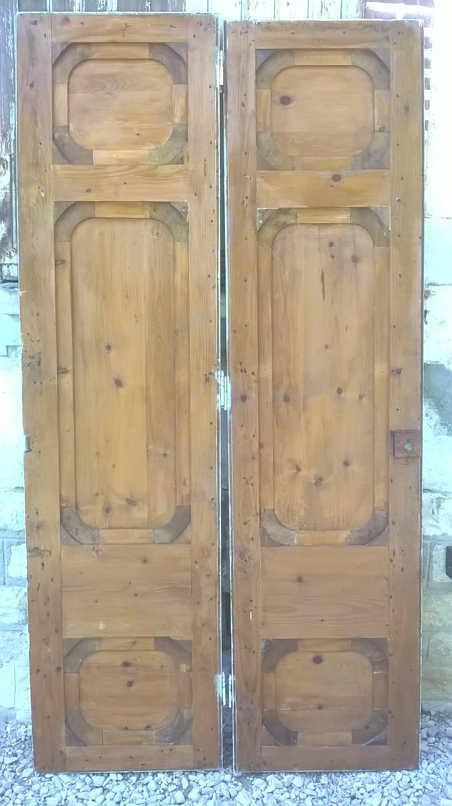 Set of large double old molded cupboard doors
