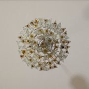 Venetian chandelier in colourless and gold Murano glass, Venini Triedi model, circa 1960.