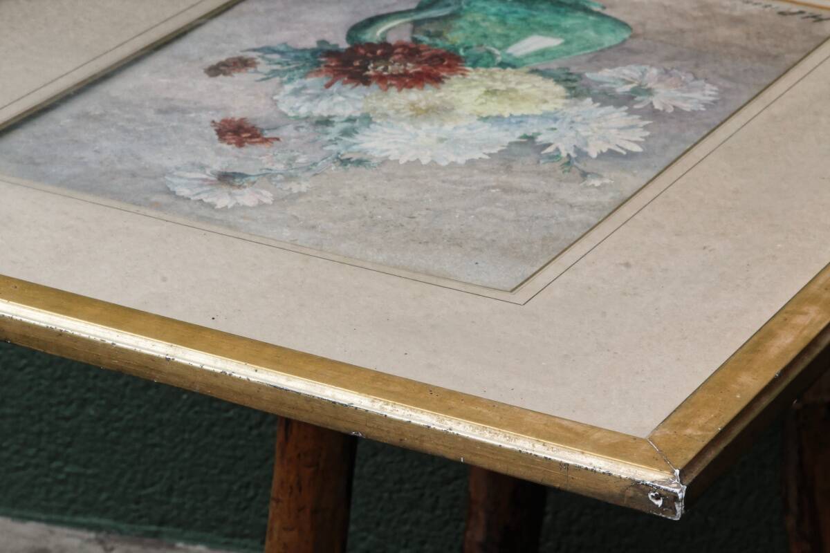 Still life, watercolor bouquet of flowers, signed HP