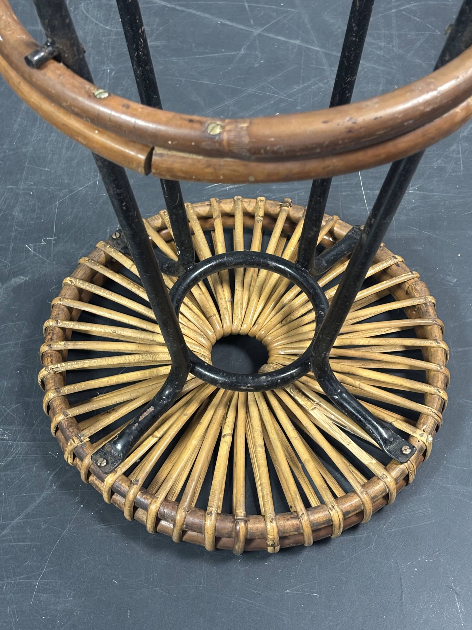 Tabourets de bar en rotin et bambou néerlandais des années 1950 par Rohé Noordwolde.