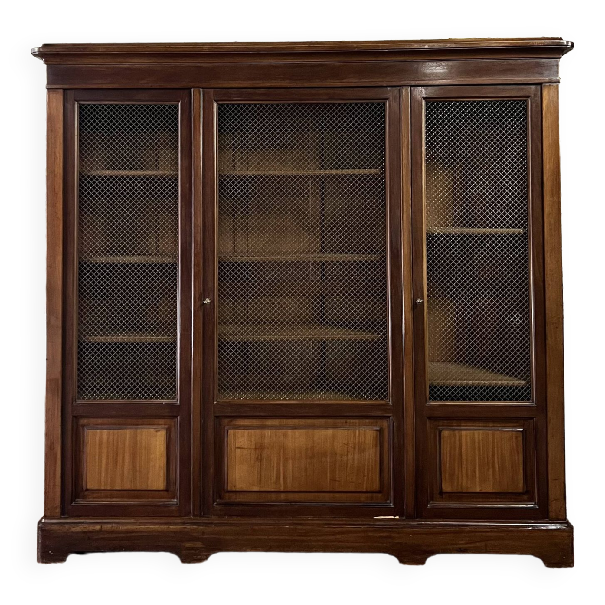 Three door mahogany bookcase from napoleon iii period xix eme century
