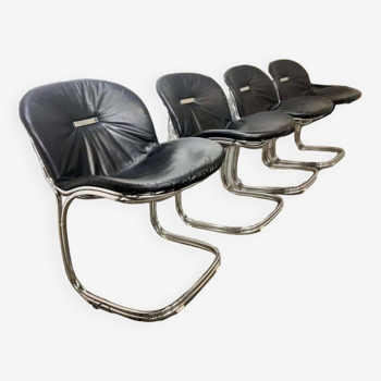 Set of 4 vintage rinaldi chrome wire chairs