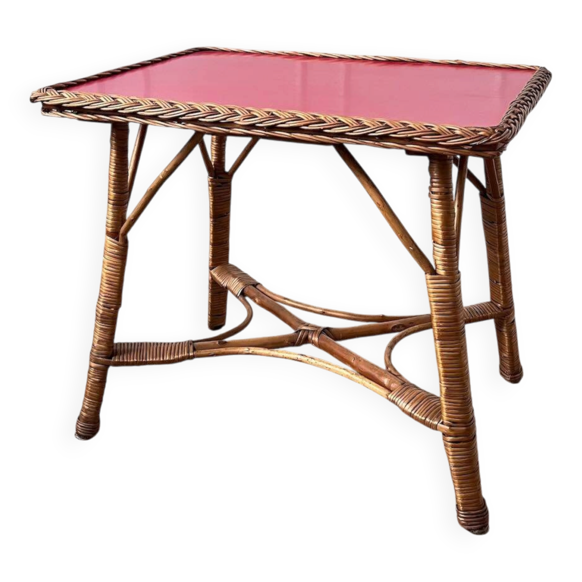 Table basse rotin et Formica