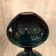 Onion shaped vase of green and blue color in glass