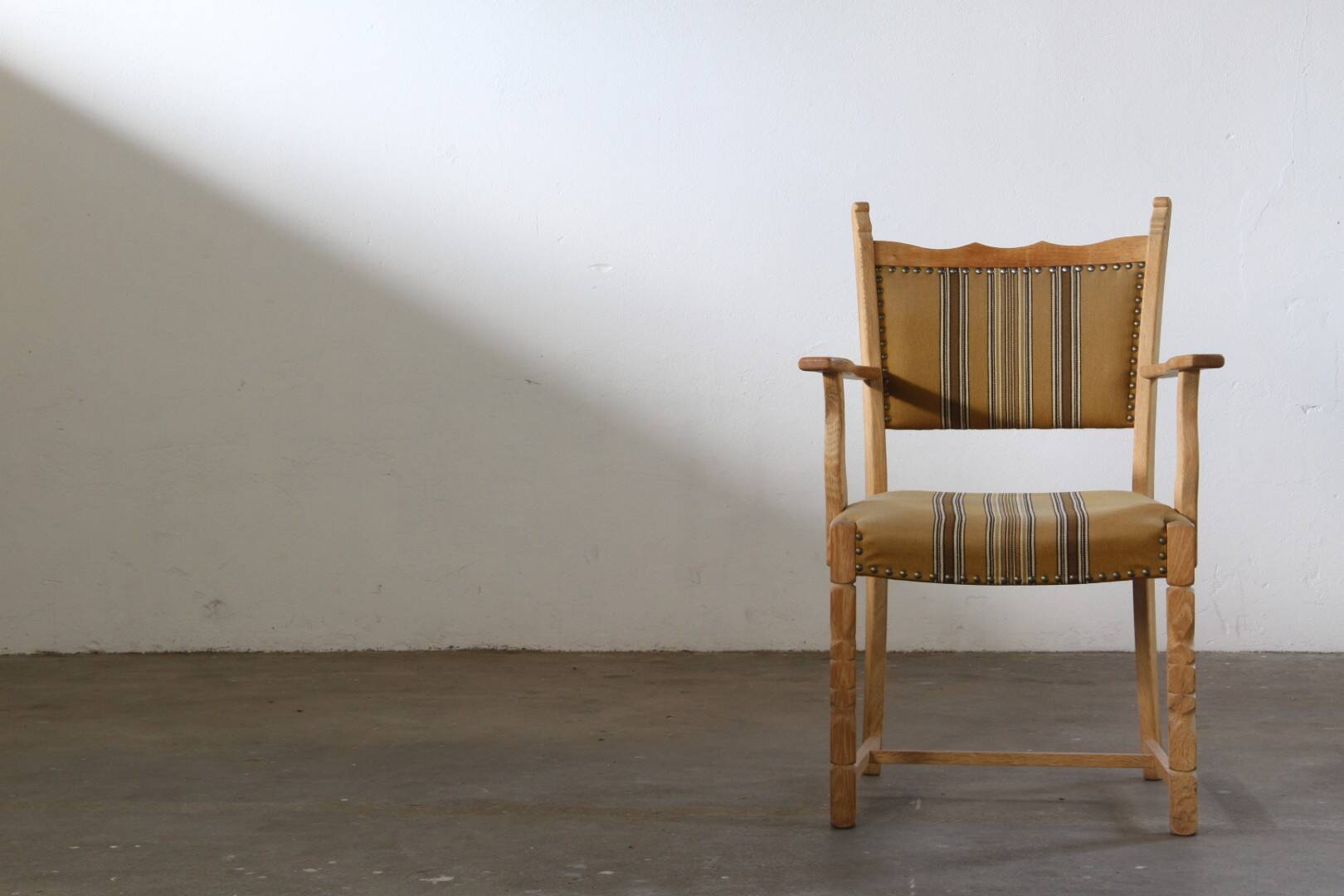 Vintage Danish Solid Oak Brutalist Armchair, Henning Kjærnulf style, 1960s