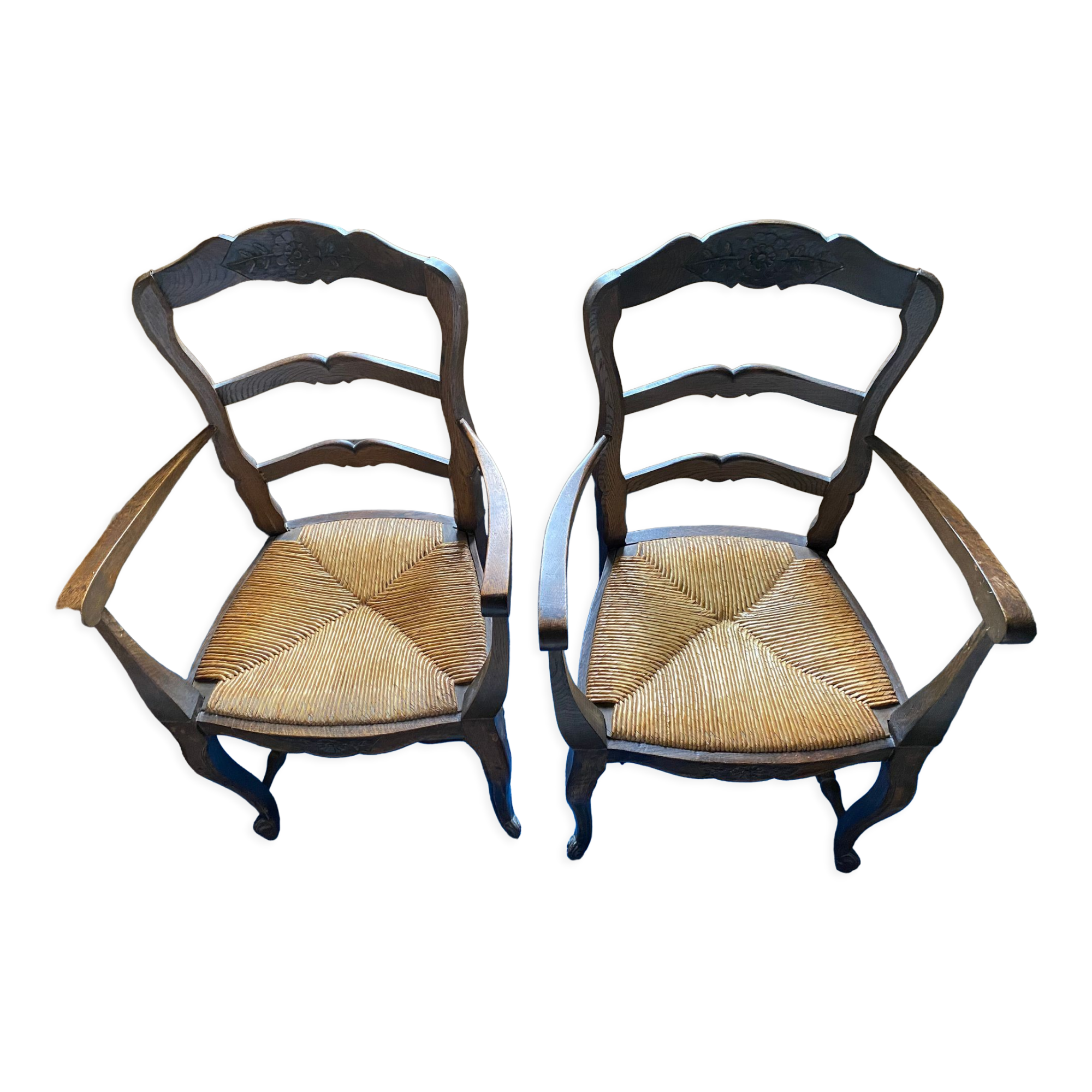Set of 2 wooden armchairs