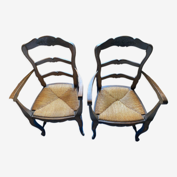 Set of 2 wooden armchairs