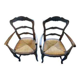 Set of 2 wooden armchairs