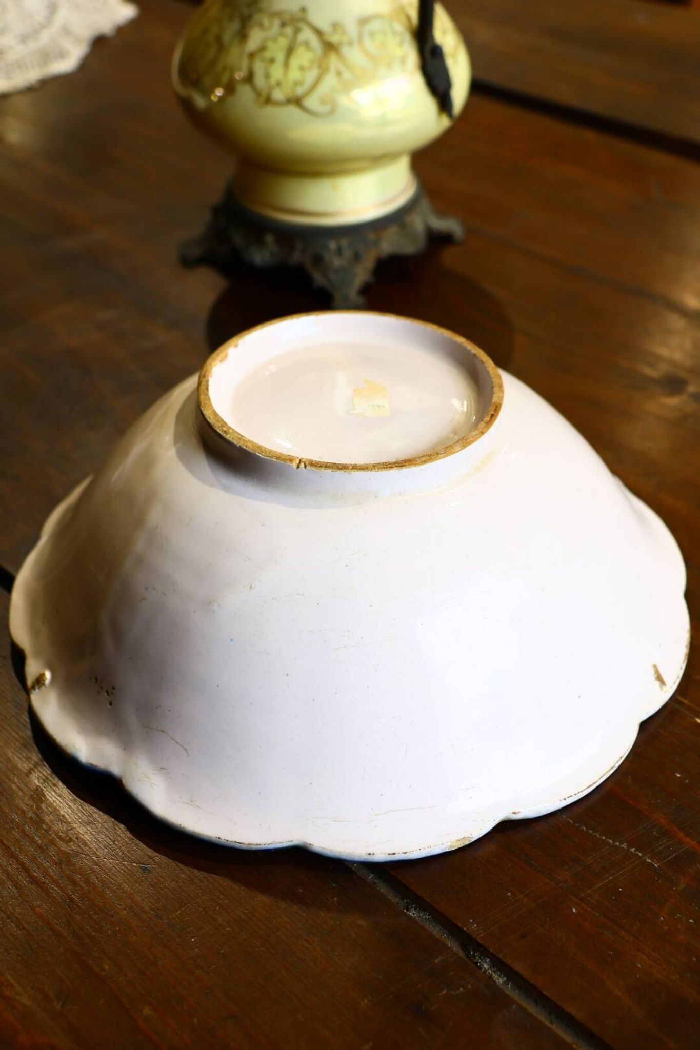 Old earthenware salad bowl