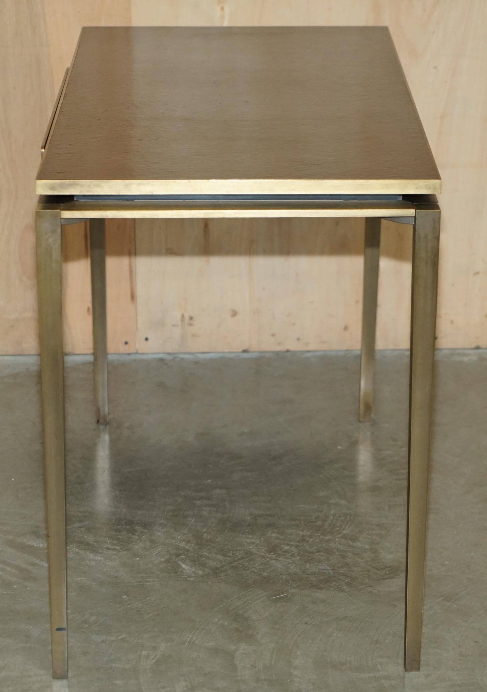 Bureau d'écriture moderne milieu du siècle Cartier Paris bronze cuir