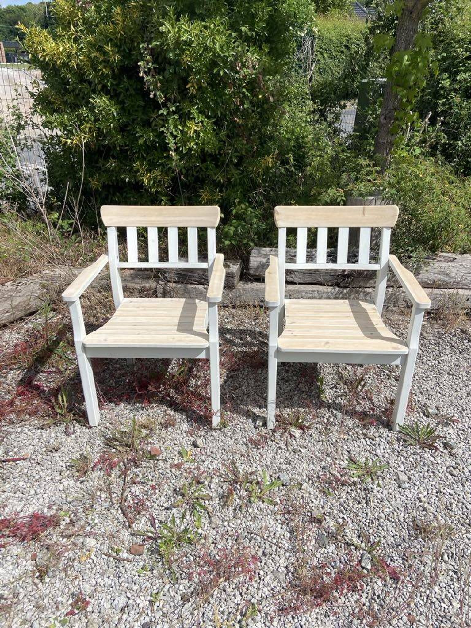 2 refurbished Ikea wooden armchairs