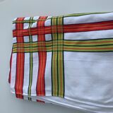 Large rectangular tablecloth with stripes on a vintage white background