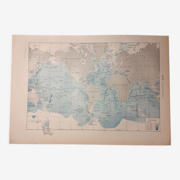 Old map of the oceans from 1922