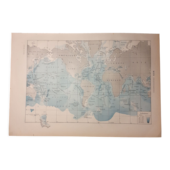 Ancienne carte des océans de 1922
