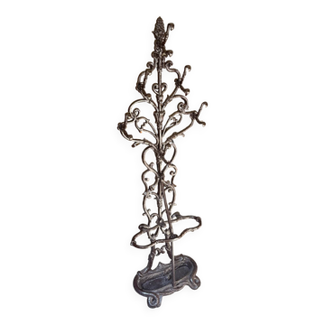 Coat rack with 6 hooks and cast iron brown umbrella stand.