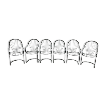 6x chaises de salle à manger au design milieu du siècle par Gastone Rinaldi pour Rima Italie