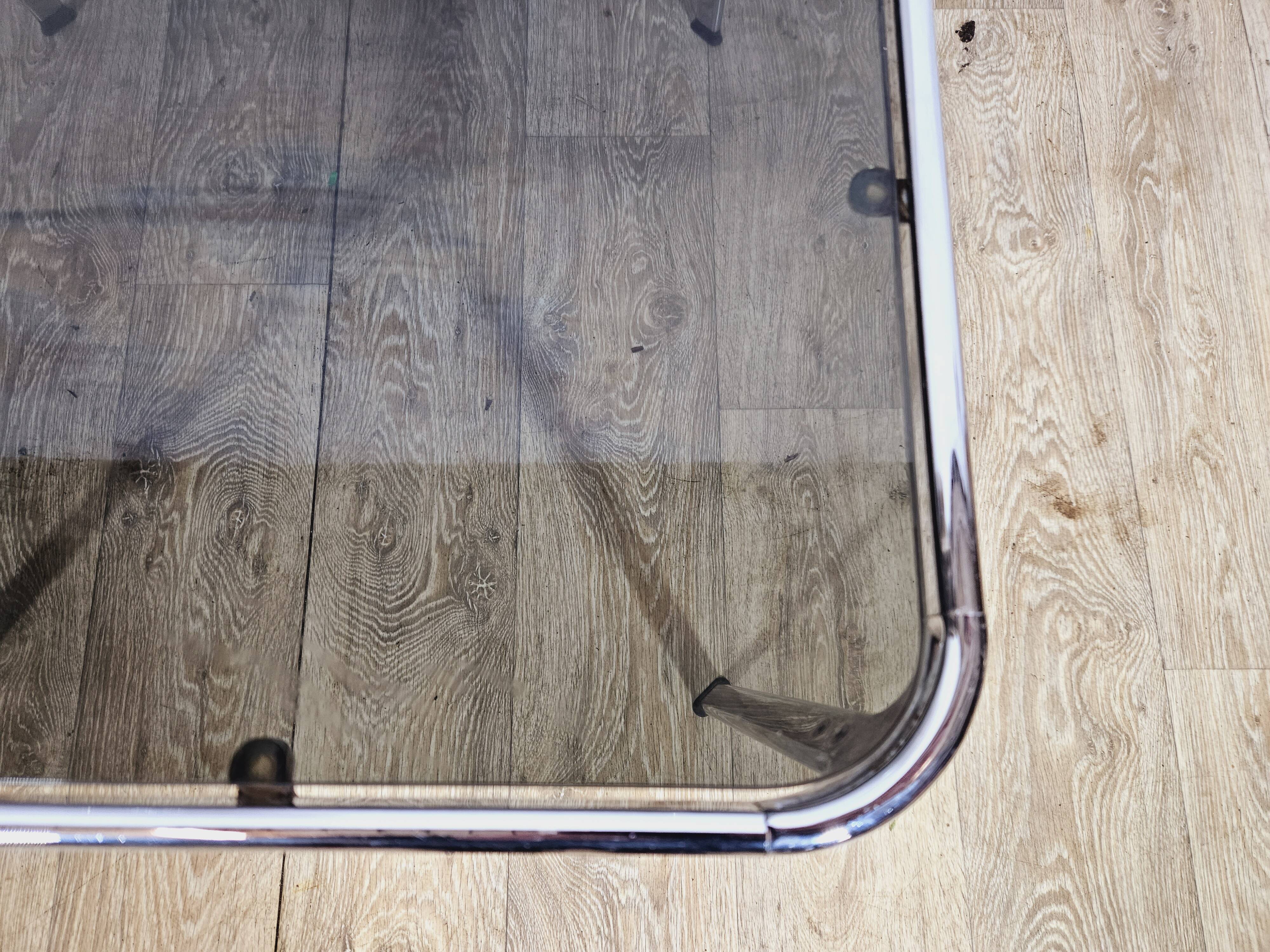 Mid-Century Modern Coffee Table – Chrome and Smoked Glass, Italy, 1970s.