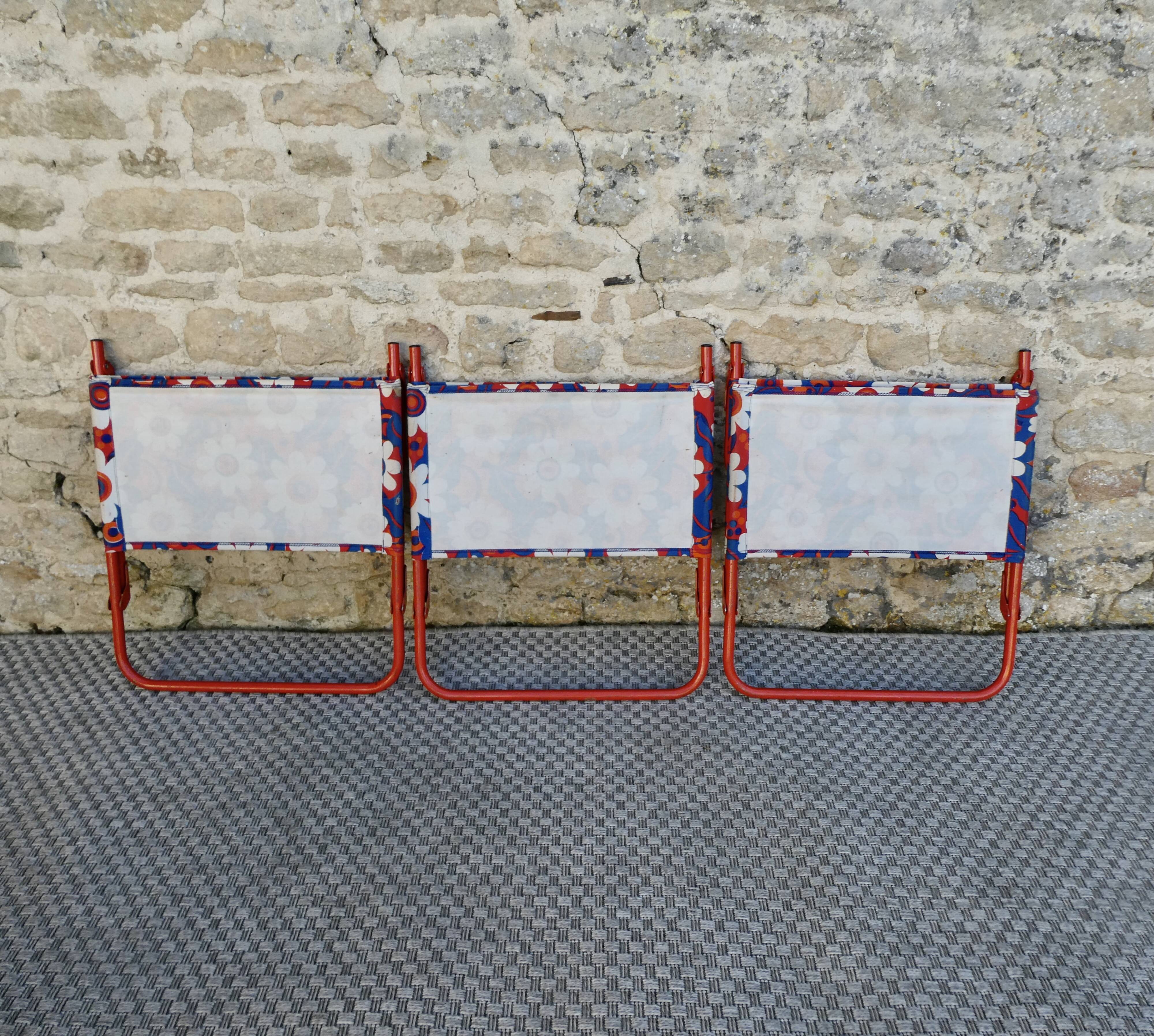 3 retro folding chairs, camping, beach, around 1970